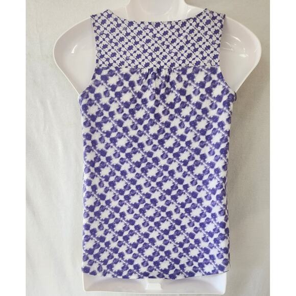 J Jill Scoop Neck Pintucked Purple and White Batik Tank Top Women's Size XS - Picture 2 of 8